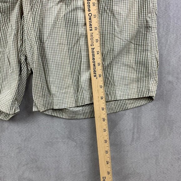 Lululemon Mens Shorts 36 Beige White Plaid Chino Nylon Spandex Stretch 9" Inseam - Picture 4 of 7